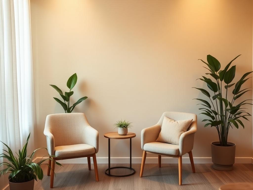 Calm counselling consultation room